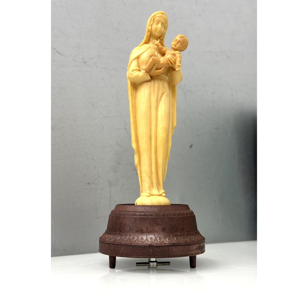 Vintage Musical Figurine Statuette Madonna Virgin Mary with Jesus